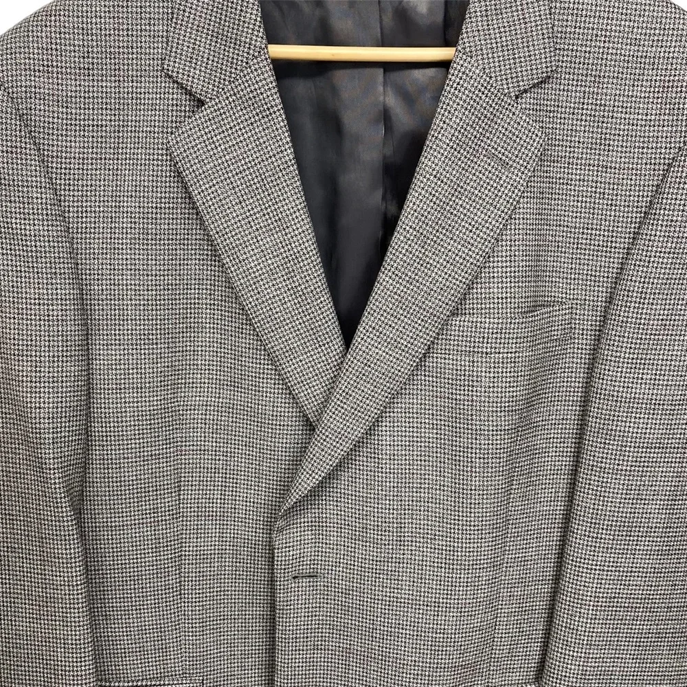 Jos. A. Bank Sport Coat 44R Black and Grey Houndstooth Glen Plaid